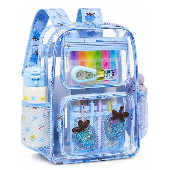 DAKIMOE Clear Backpack Heavy Duty Stadium Approved School Cute Transparent Backpacks Clear Bag Travel