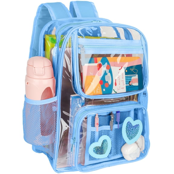 DAKIMOE Clear Backpack Heavy Duty Stadium Approved School Cute Transparent Backpacks Clear Bag Travel