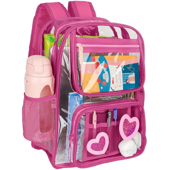 DAKIMOE Clear Backpack Heavy Duty Stadium Approved School Cute Transparent Backpacks Clear Bag Travel