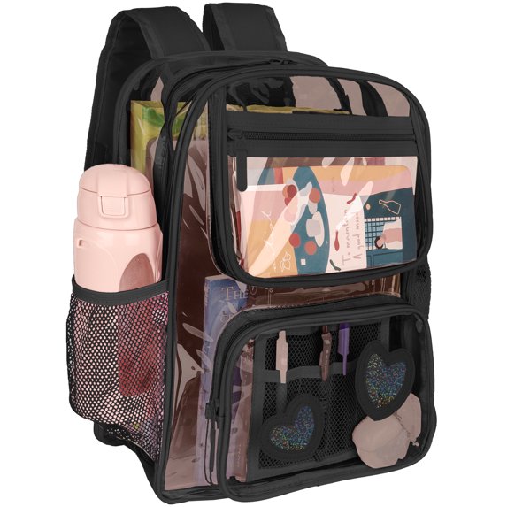 DAKIMOE Clear Backpack Heavy Duty Stadium Approved School Cute Transparent Backpacks Clear Bag Travel