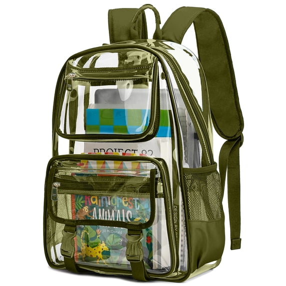 DAKIMOE Clear Backpack Heavy Duty Large Capacity PVC Transparent Waterproof Bag for School Stadium College Men Women