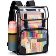 DAKIMOE Clear Backpack for School Stadium Bookbag Transparent Book Bag Large 17''