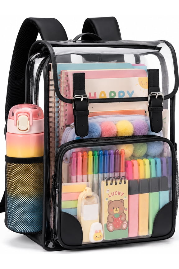 Clear Backpack for School Stadium Bookbag Transparent Book Bag Large 17''