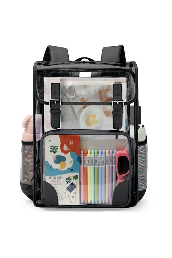 Clear Backpack for School Stadium Bookbag Transparent Book Bag Large 17''