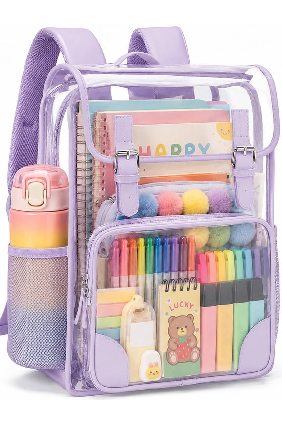 Clear Backpack for School Stadium Bookbag Transparent Book Bag Large 17''
