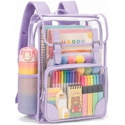 DAKIMOE Clear Backpack for School Stadium Bookbag Transparent Book Bag Large 17''