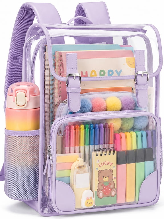 Clear Backpack for School Stadium Bookbag Transparent Book Bag Large 17''