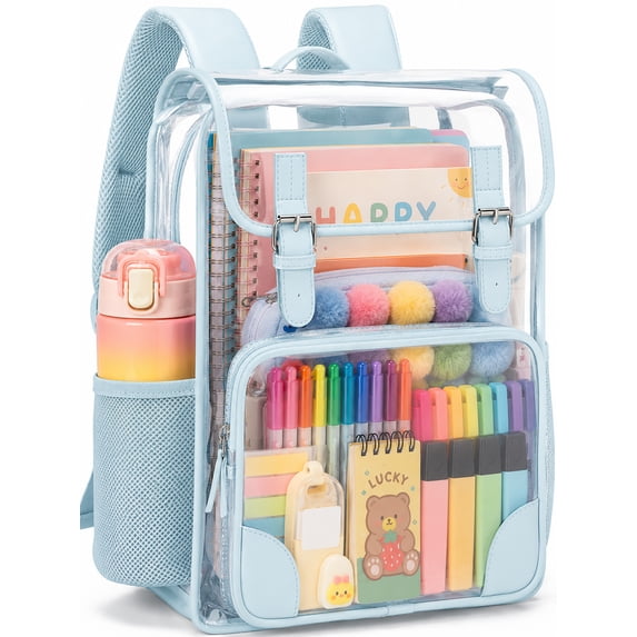 DAKIMOE Clear Backpack for School Stadium Bookbag Transparent Book Bag Large 17''