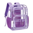 thumbnail image 1 of DAKIMOE Clear Backpack for School - 17 inch Large Heavy Duty Stadium Approved Clear Bookbag, See Through PVC Transparent Backpacks for Travel College Work, Purple, 1 of 8