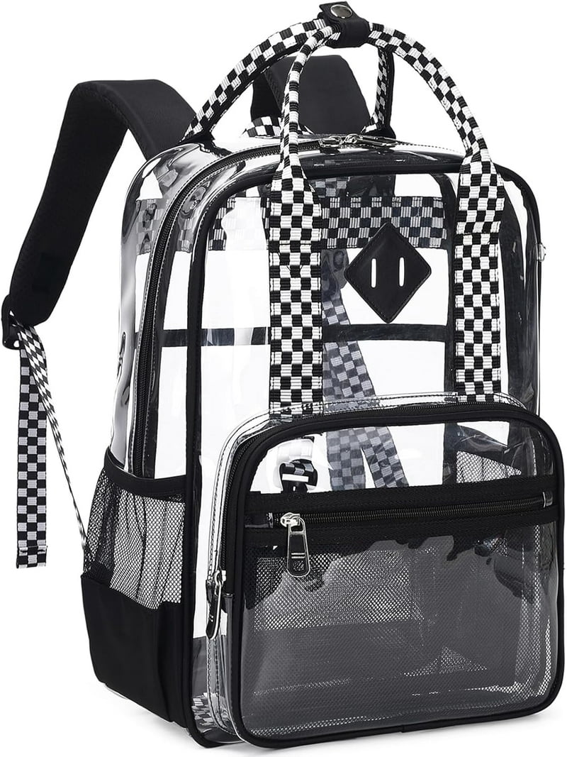 DAKIMOE Clear Backpacks for School Small Clear Book Bag Heavy Duty