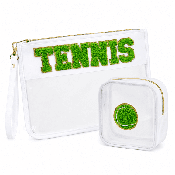 DAKIMOE Clear Makeup Bags Set for Daughter Mom Women Teacher Travel Toiletry Bags Cosmetic Bag Birthday Graduation Gift for Teen Waterproof Teen Waterproof Green Tennis