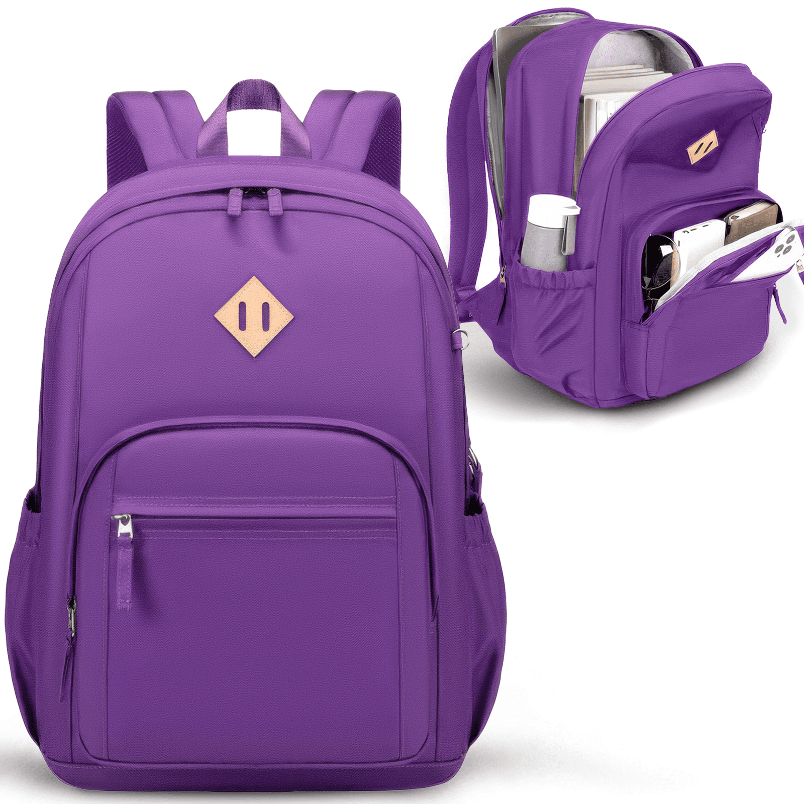 Travel Backpack for Women Men Laptop Backpack with Computer Compartment Waterproof Large Capacity Wear Resistant Scratch-proof for Travel College Bussiness School, Purple at Walmart