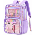thumbnail image 1 of DAKIMOE Fashion Clear Backpack For School Women School Bookbag Heavy Duty Transparent Backpack, Clear Bookbag, 1 of 9