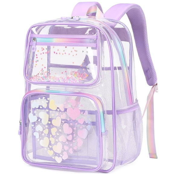 DAKIMOE Fashion Clear Backpack For School Women School Bookbag Heavy Duty Transparent Backpack, Clear Bookbag
