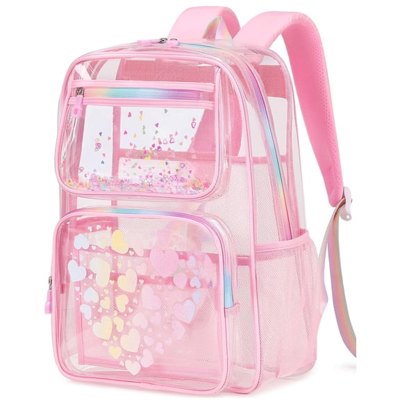 DAKIMOE Fashion Clear Backpack For School Women School Bookbag Heavy Duty Transparent Backpack, Clear Bookbag