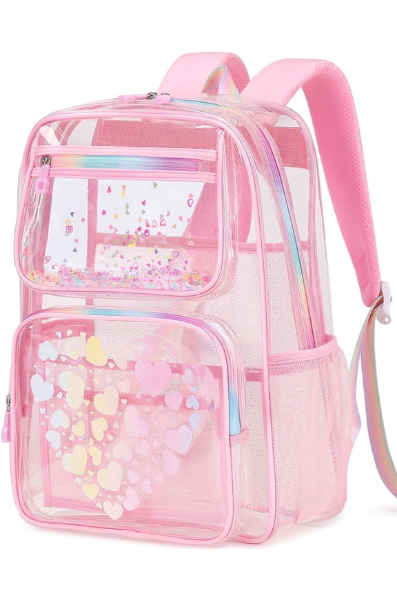Transparent PVC large-capacity backpack for dual-shoulder carrying. Fashionable transparent student schoolbag.