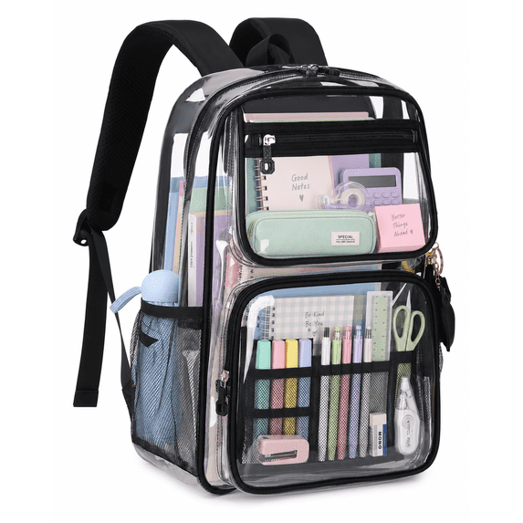DAKIMOE Fashion Clear Backpack For School Women School Bookbag Heavy Duty Transparent Backpack, Clear Bookbag