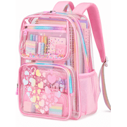 DAKIMOE Fashion Clear Backpack For School Women School Bookbag Heavy Duty Transparent Backpack, Clear Bookbag