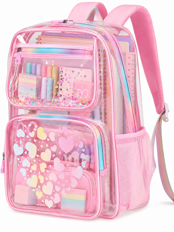 Fashion Clear Backpack For School Women School Bookbag Heavy Duty Transparent Backpack, Clear Bookbag