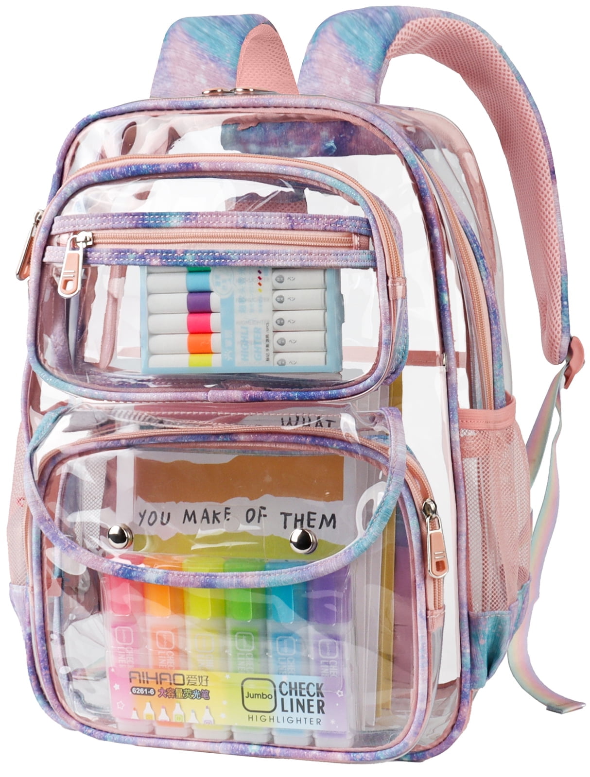 Walmart Coupons of DAKIMOE Fashion Clear Backpack Heavy Duty PVC Transparent Bag See Through BookBag for Student School Work Festival Sport Travel