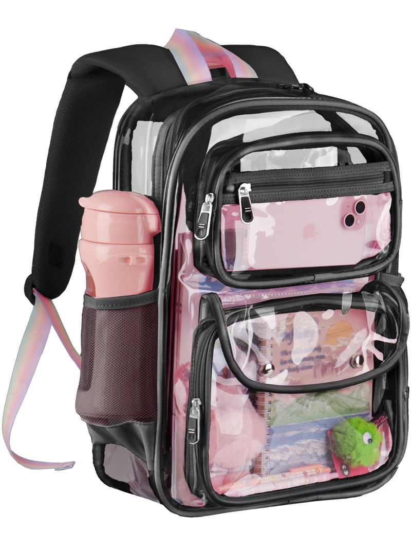 Heavy Duty Clear Backpack School Backpack, PVC Transparent See Through Bookbag TSV Large Book Bag, Clear Backpack, Heavy Duty PVC  main image 4