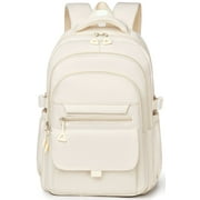 DAKIMOE School Backpack for College High Middle School Fashion Student bag, Cute Aesthetic Teen Bookbag for Teens Women, Beige