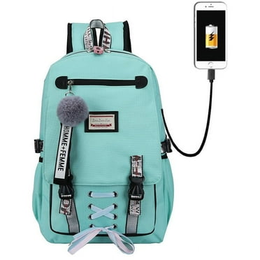 DAKIMOE Fashion Teenage School Backpack Student Middle School bag Men and Women Anti-theft Laptop Backpack with USB Charging Port (Pink), One Size