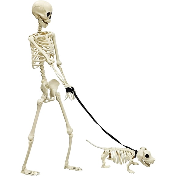DAKIMOE Halloween Outdoor Decoration 2 Pcs Skeletons 2.9 Ft Dog Skeleton Halloween Party Decoration Yard Lawn Garden Patio Decor