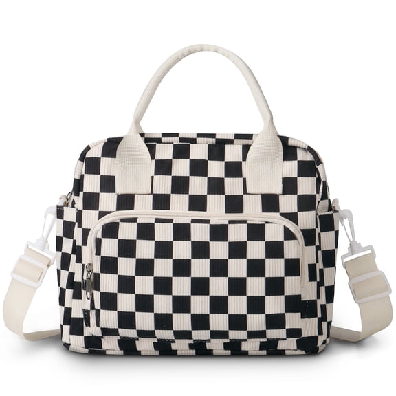 Gynky Insulated Lunch Bag Women Men Large Reusable Cute Lunch Bags Leakproof Portable Cooler Tote Bags for Work Picnic, Black and White