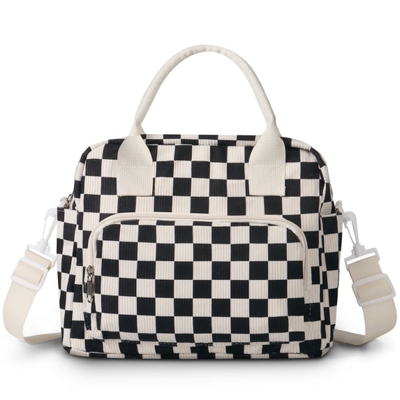 Gynky Insulated Lunch Bag Women Men Large Reusable Cute Lunch Bags Leakproof Portable Cooler Tote Bags for Work Picnic, Black and White