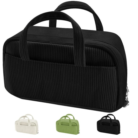 DAKIMOE Large Capacity Pencil Case with 5-Compartment,Versatile Black Stationery Bag Pencil Pouch for Students,Teens & Adults,Perfect as Makeup Bag