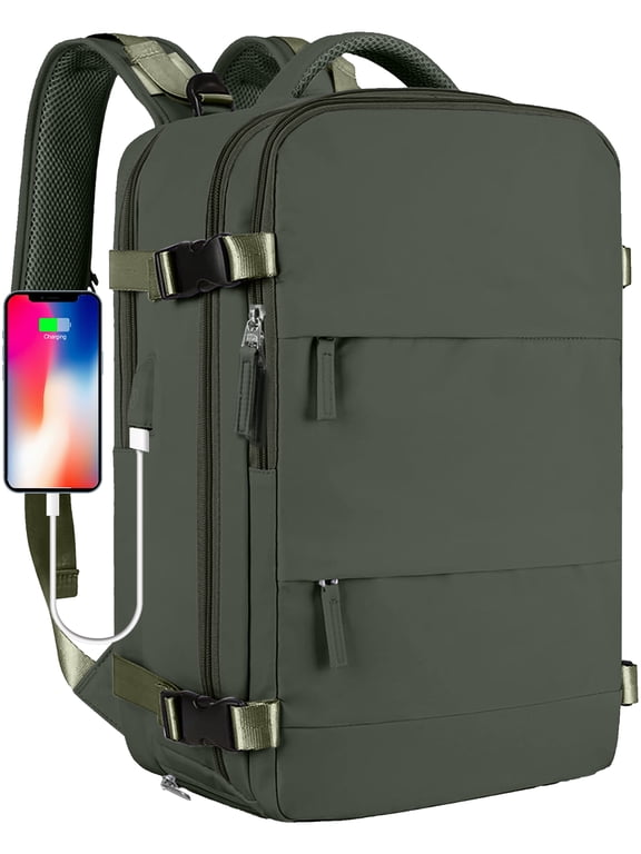 Large Travel Backpack for Women Men Laptop Bag Airline Approved Carry On Backpacks Waterproof Anti Theft Gym Bags Hiking Flight Approved Luggage Casual Daypack, Large, Army Green