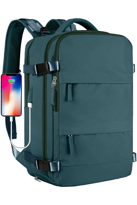 Large Travel Backpack for Women Men Laptop Bag Airline Approved Carry On Backpacks Waterproof Anti Theft Gym Bags Hiking Flight Approved Luggage Casual Daypack, Large, Peacock Blue