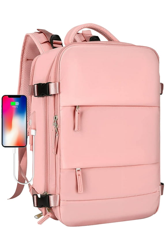 Large Travel Backpack for Women Men Laptop Bag Airline Approved Carry On Backpacks Waterproof Anti Theft Gym Bags Hiking Flight Approved Luggage Casual Daypack, Standard, Pink
