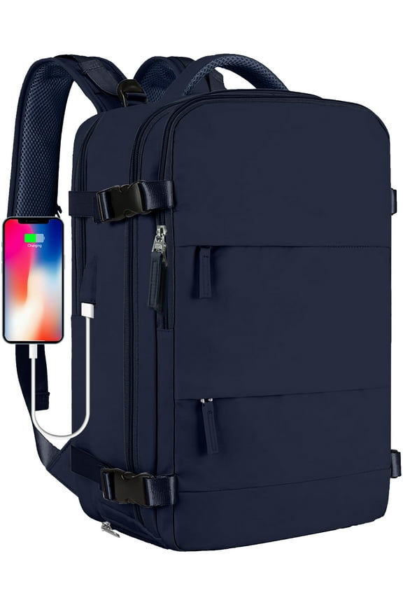 Large Travel Backpack for Women Men Laptop Bag Airline Approved Carry On Backpacks Waterproof Anti Theft Gym Bags Hiking Flight Approved Luggage Casual Daypack, Large, Dark Blue