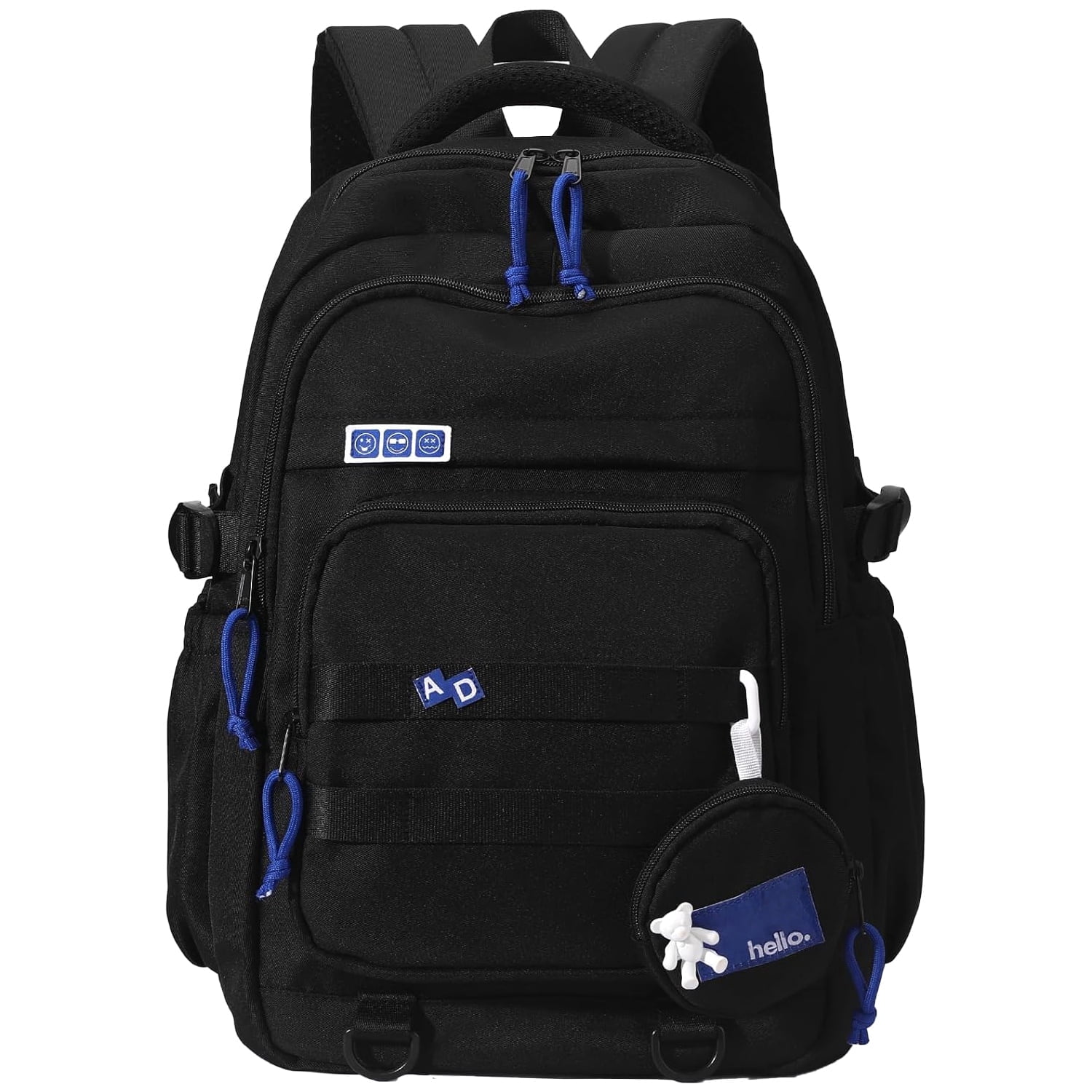 DAKIMOE Large School Backpack for Girls Boys Lightweight Spacious Kids Bookbag with Multiple Pockets for Middle School College, Black