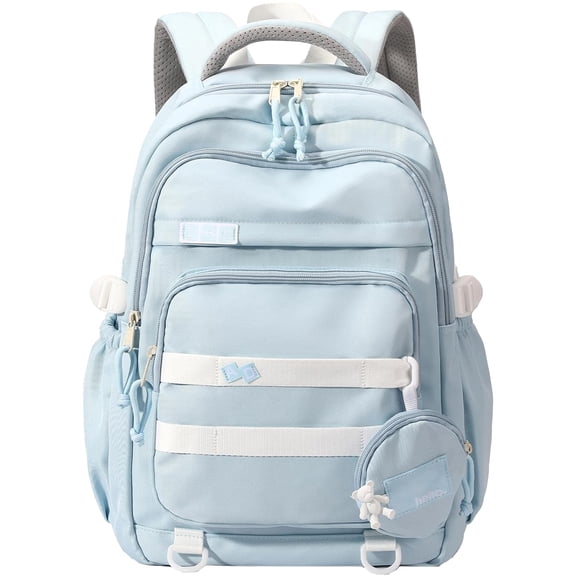DAKIMOE Large School Backpack for Girls Boys Lightweight Spacious Kids Bookbag with Multiple Pockets for Middle School College, Blue