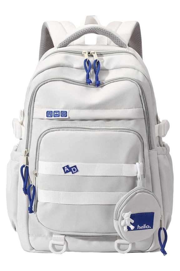 Large School Backpack for Girls Boys Lightweight Spacious Kids Bookbag with Multiple Pockets for Middle School College, Gray