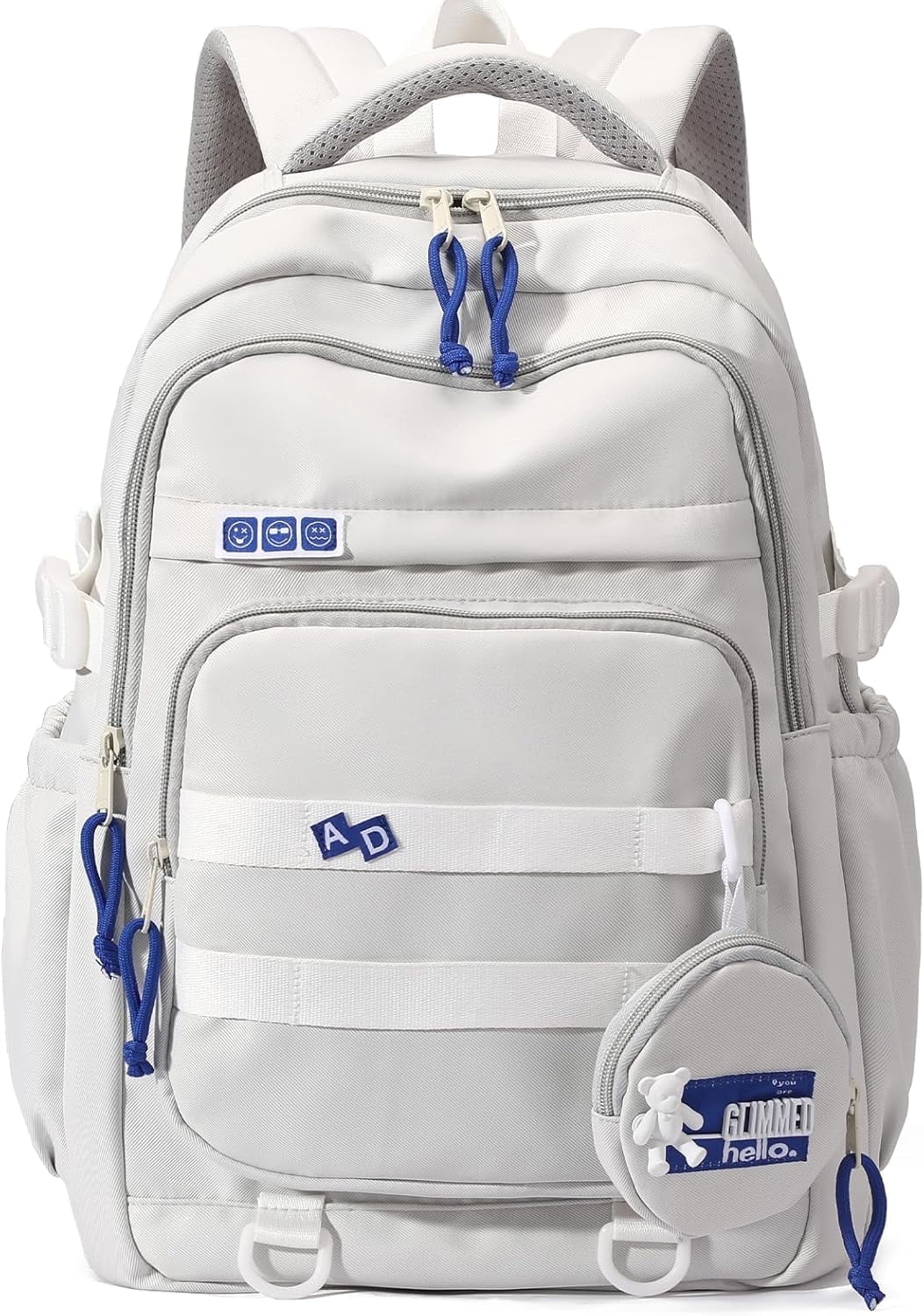 DAKIMOE Large School Backpack for Girls Boys Lightweight Spacious Kids Bookbag with Multiple Pockets for Middle School College, Gray