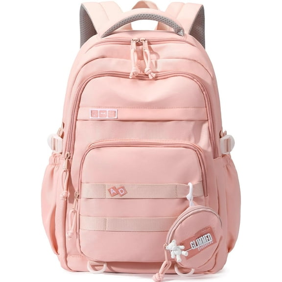 DAKIMOE Large capacity Backpack Aesthetic Student Schoolbag Middle School Backpack, Pink