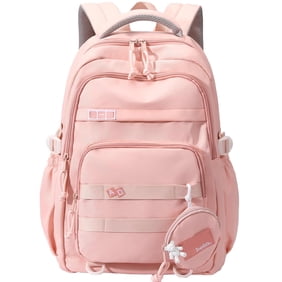 DAKIMOE Large School Backpack for Girls Boys Lightweight Spacious Kids Bookbag with Multiple Pockets for Middle School College, Pink