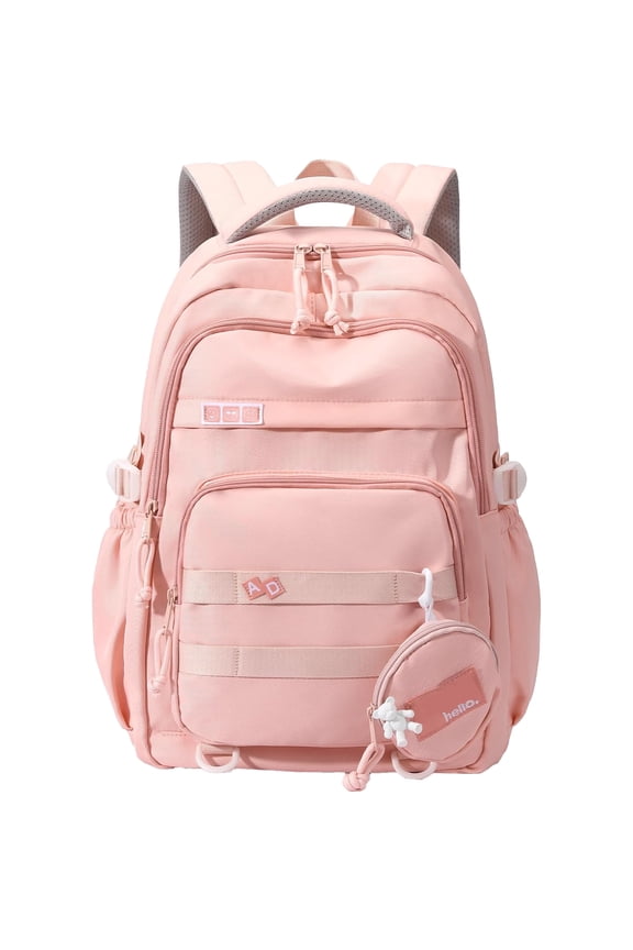 Large School Backpack for Girls Boys Lightweight Spacious Kids Bookbag with Multiple Pockets for Middle School College, Pink