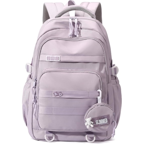 DAKIMOE Large School Backpack for Girls Boys Lightweight Spacious Kids Bookbag with Multiple Pockets for Middle School College, Purple
