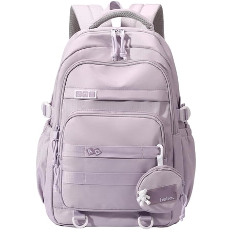 DAKIMOE Large School Backpack for Girls Boys Lightweight Spacious Kids Bookbag with Multiple Pockets for Middle School College, Purple