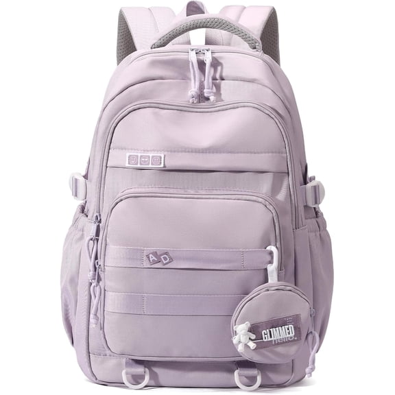 DAKIMOE Large School Backpack for Girls Boys Lightweight Spacious Kids Bookbag with Multiple Pockets for Middle School College, Purple