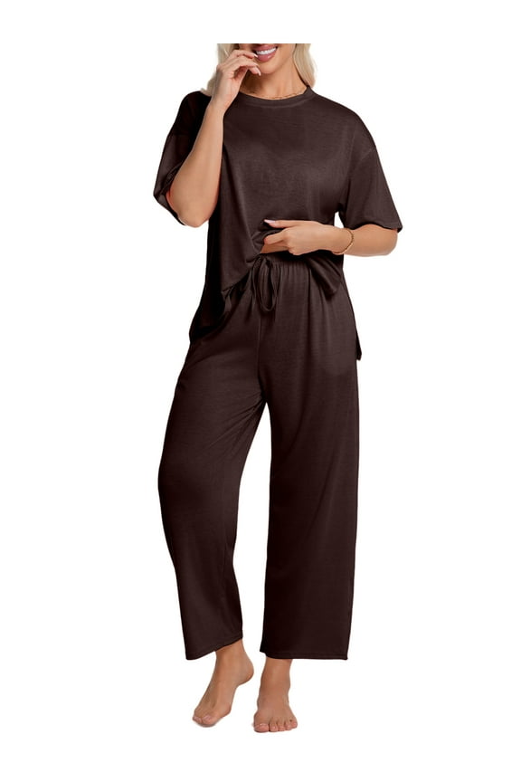 Lounge Sets for Women Short Sleeve Tops and Long Pants Soft Comfy Pajamas Set 2 Piece Loungewear Nightwear Pjs Sleepwear Outfits for Women S-XXL