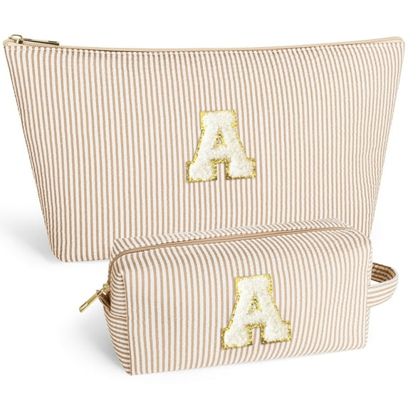 DAKIMOE Makeup Bag Cosmetic Bags Organizer Personalized Initial Travel Essentials Toiletry Bag for Birthday Christmas Girlfriend Teacher Valentines Day Gifts