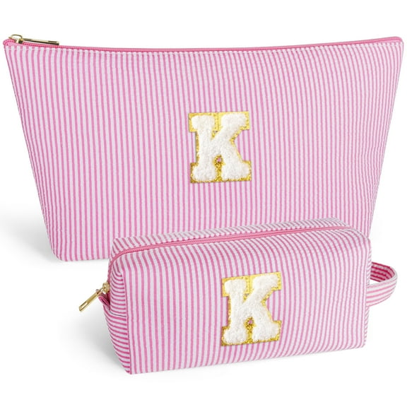 DAKIMOE Makeup Bag Cosmetic Bags Organizer Personalized Initial Travel Essentials Toiletry Bag for Birthday Christmas Girlfriend Teacher Valentines Day Gifts