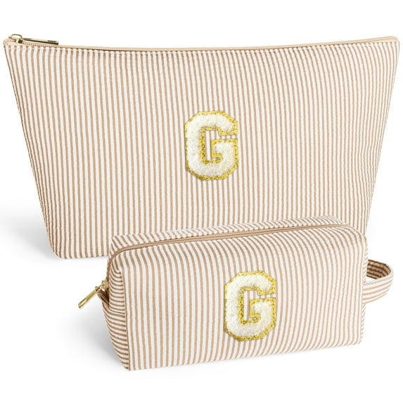 DAKIMOE Makeup Bag Cosmetic Bags Organizer Personalized Initial Travel Essentials Toiletry Bag for Birthday Christmas Girlfriend Teacher Valentines Day Gifts