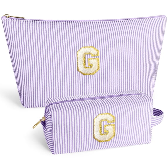 DAKIMOE Makeup Bag Cosmetic Bags Organizer Personalized Initial Travel Essentials Toiletry Bag for Birthday Christmas Girlfriend Teacher Valentines Day Gifts
